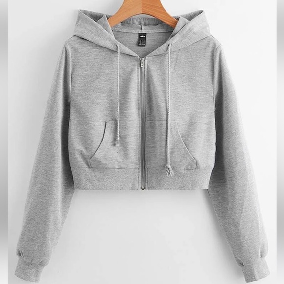 SHEIN Sweaters - SHEIN | Grey cropped zip up sweater